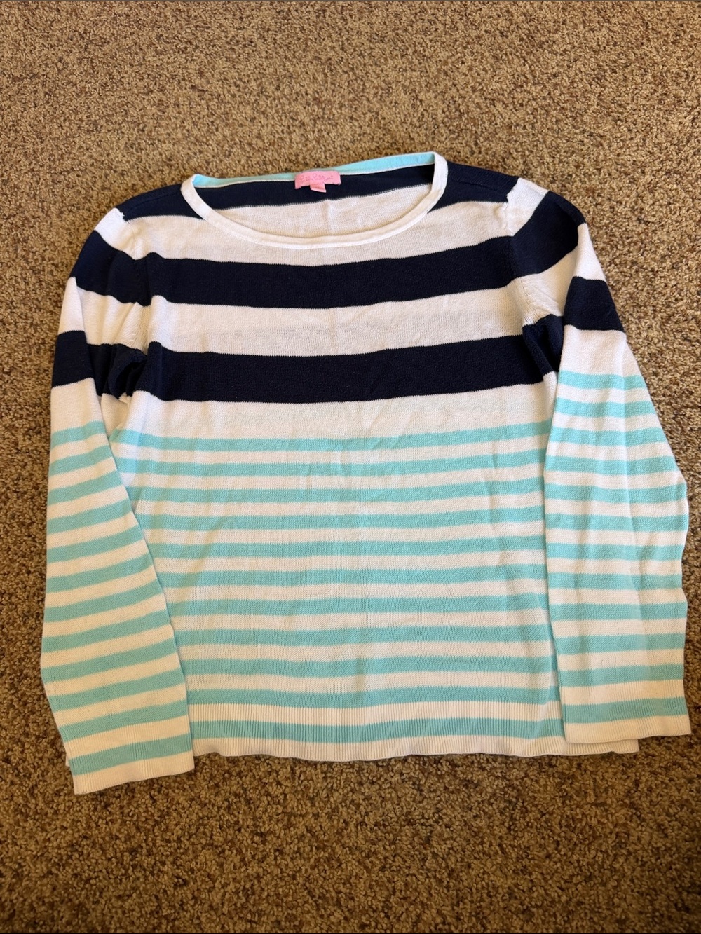 Lilly Pulitzer medium long sleeve Navy/white/Aqua 100% Cotton